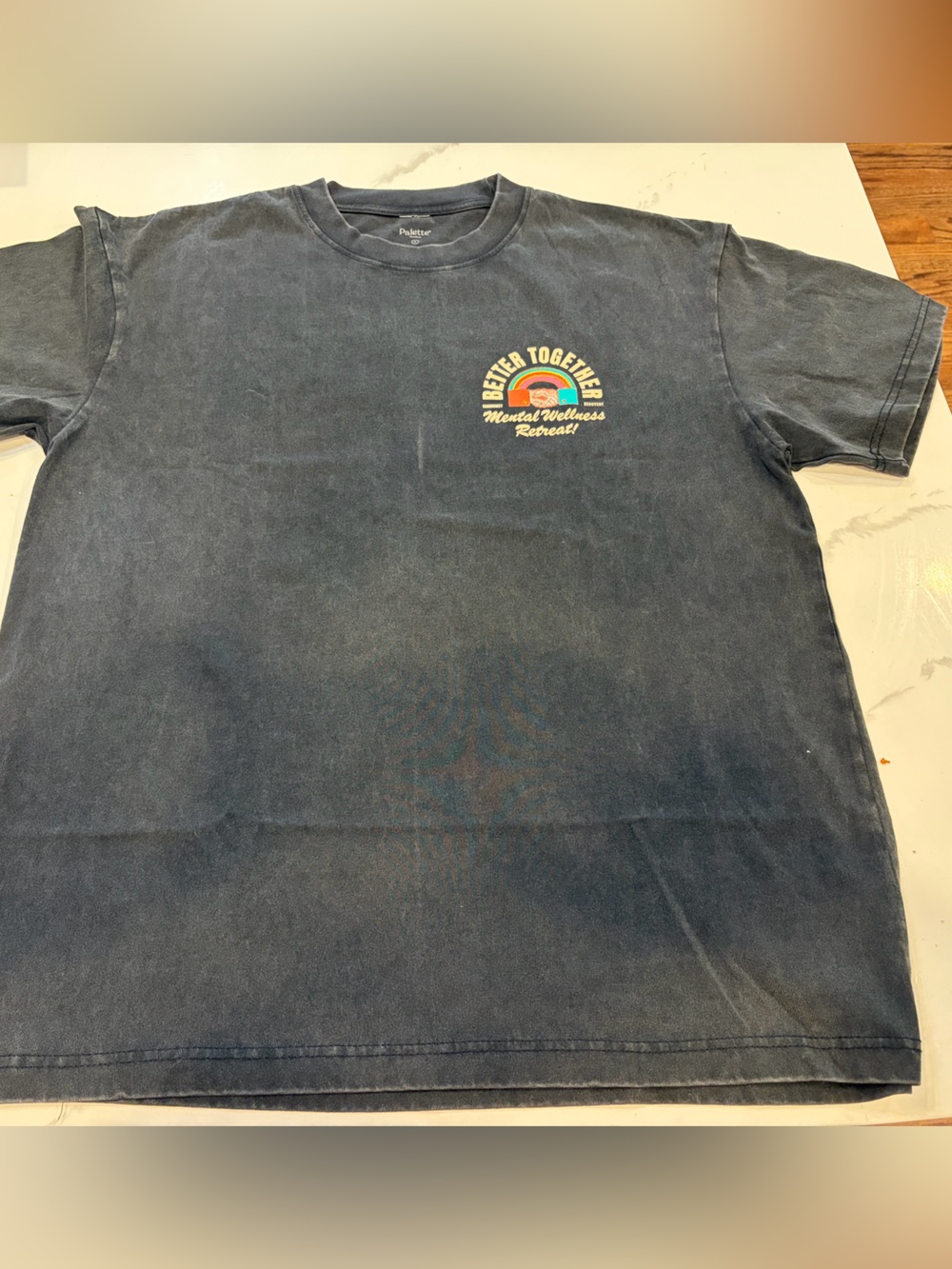Palette Workshop Faded Wash Black Graphic Tee - Size Large NWOT